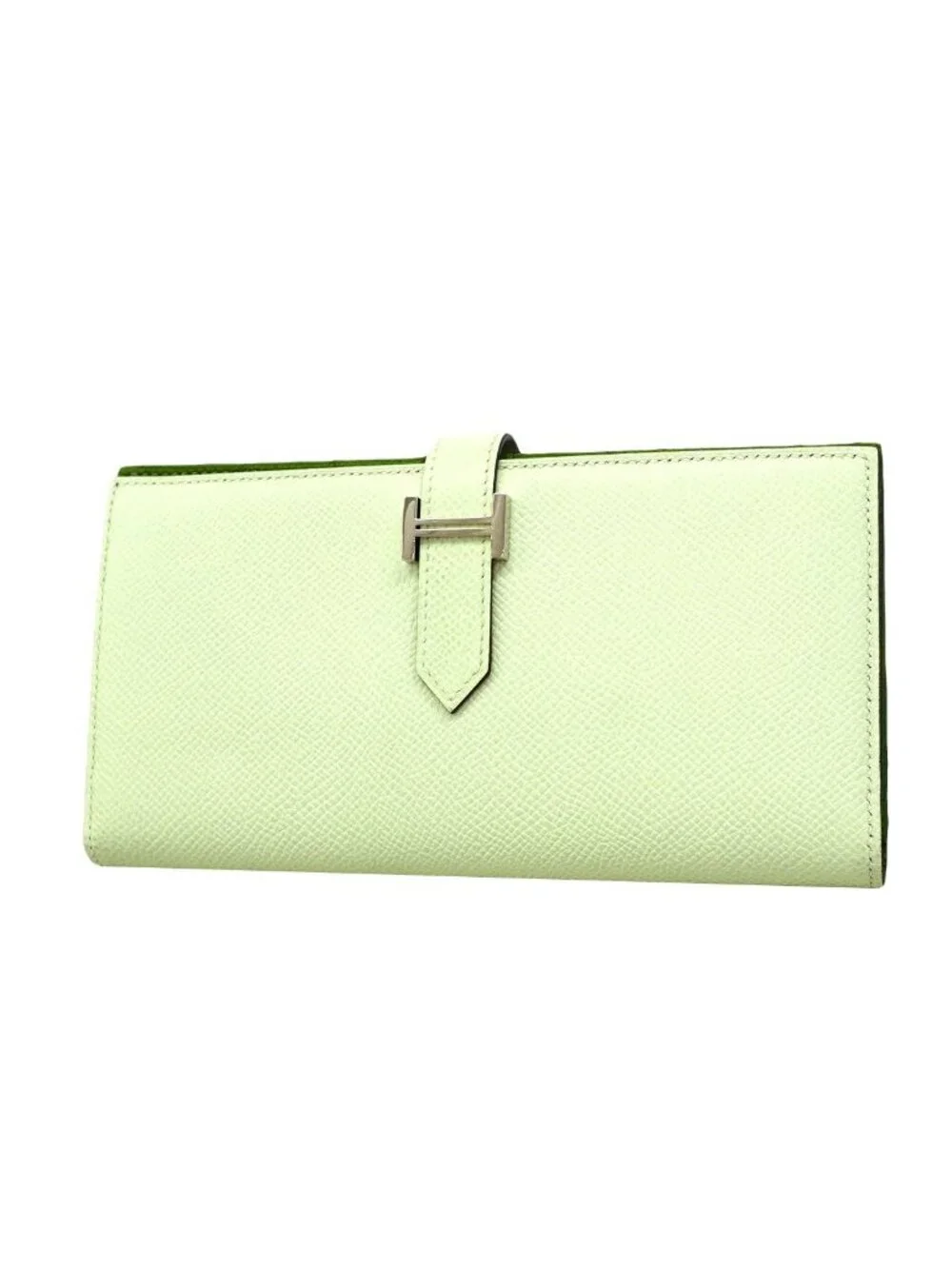 Hermes Wallet Bearn Souffle Verso Veau Epsom Vert Fizz Yucca Silver